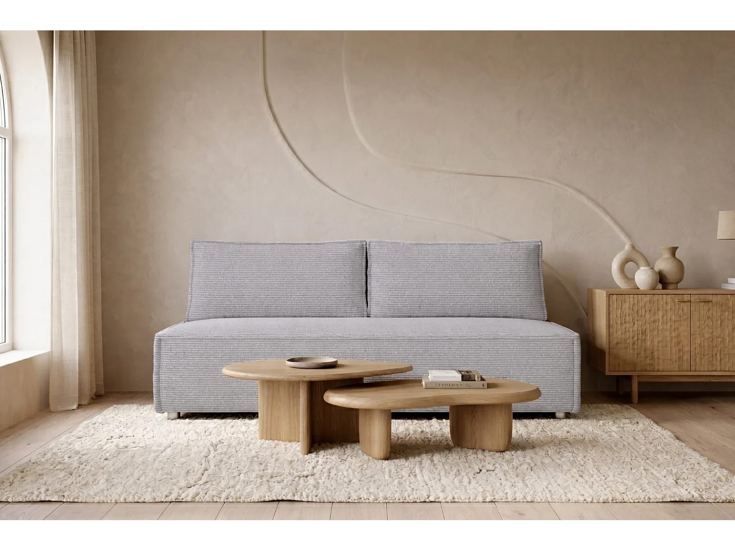 Canapé convertible DUO Poso en tissu - plusieurs coloris argent