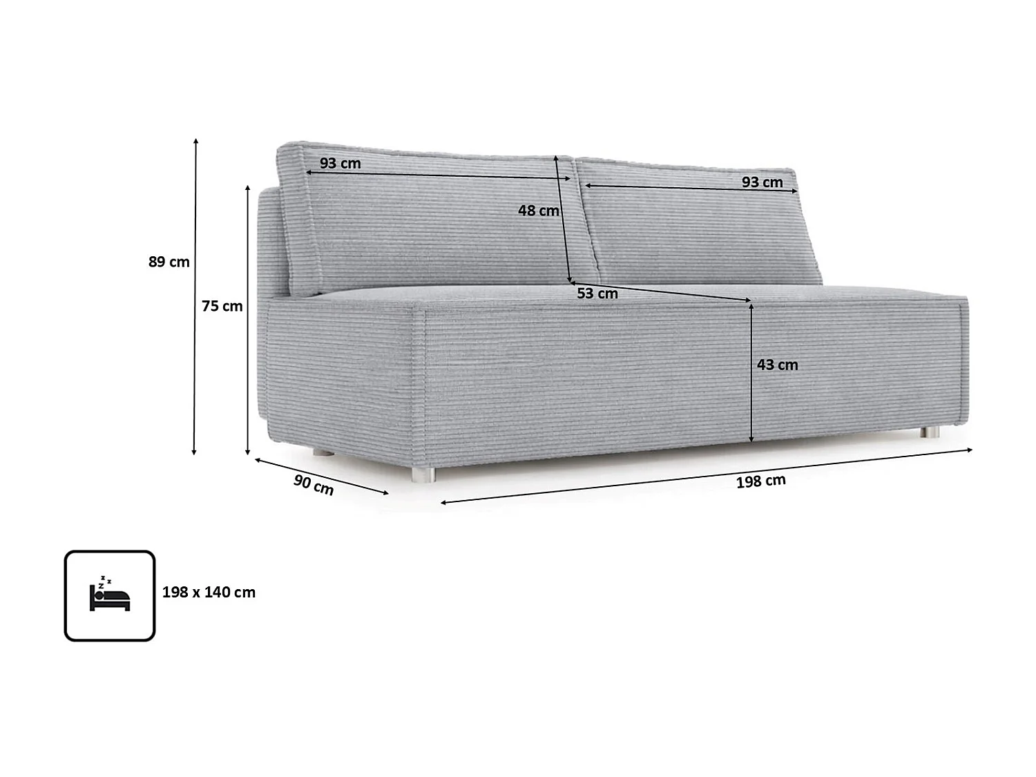 Canapé convertible DUO Poso en tissu - plusieurs coloris argent