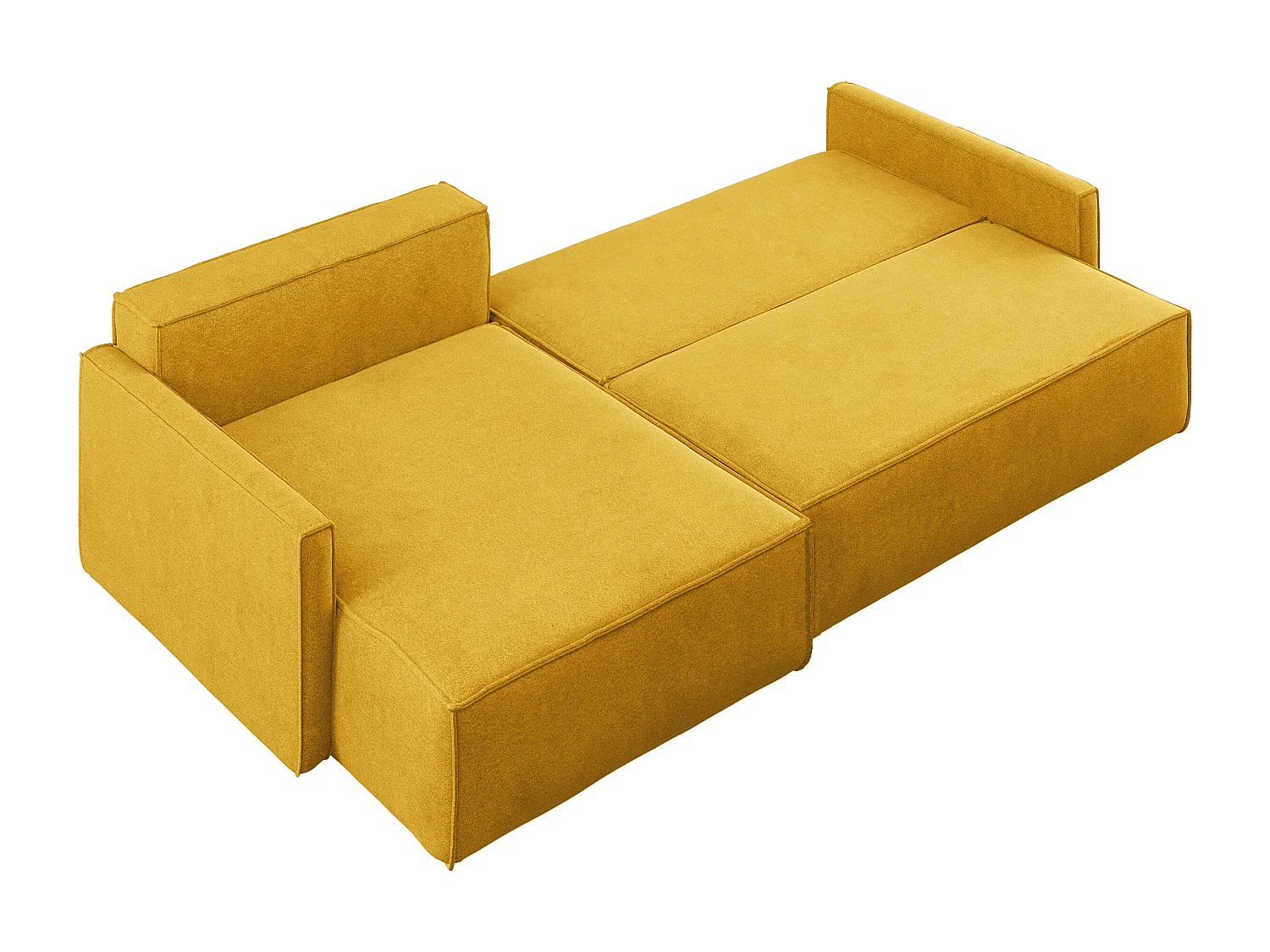 Canapé-lit en L Carlos, canapé d'angle avec coffre de lit et fonction couchage, tissu Salvador gauche jaune