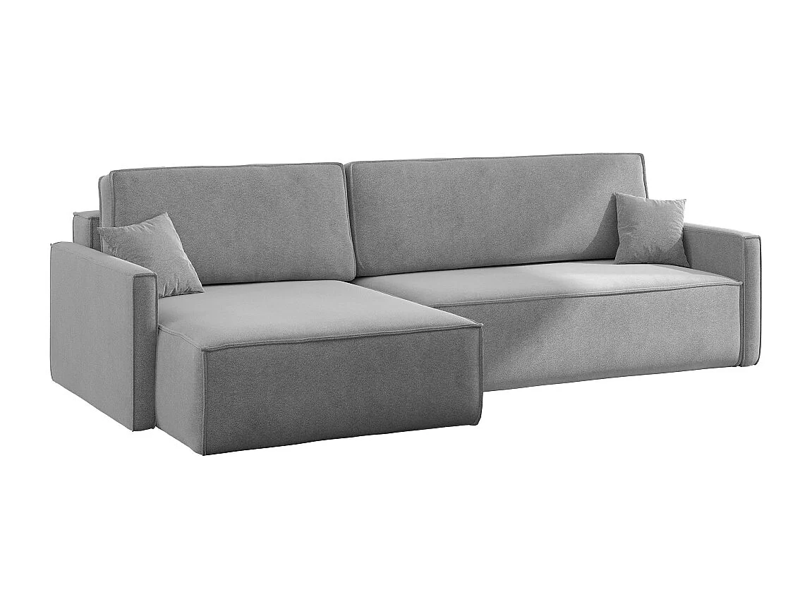 Schlafsofa Carlos L-Form, Ecksofa Mit Bettkasten Und Schlaffunktion Stoff Salvador Links Grau