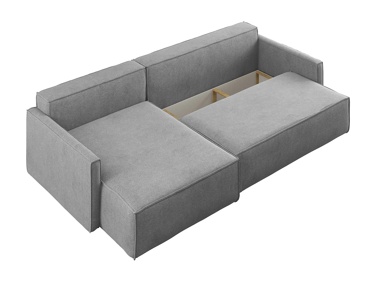 Schlafsofa Carlos L-Form, Ecksofa Mit Bettkasten Und Schlaffunktion Stoff Salvador Links Grau