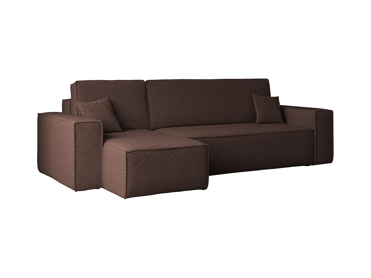 Ecksofa mit schlaffunktion und bettkasten, Ecksofa L-Form, Eckcouch L-Form BEST stoff Abriamo Braun Links