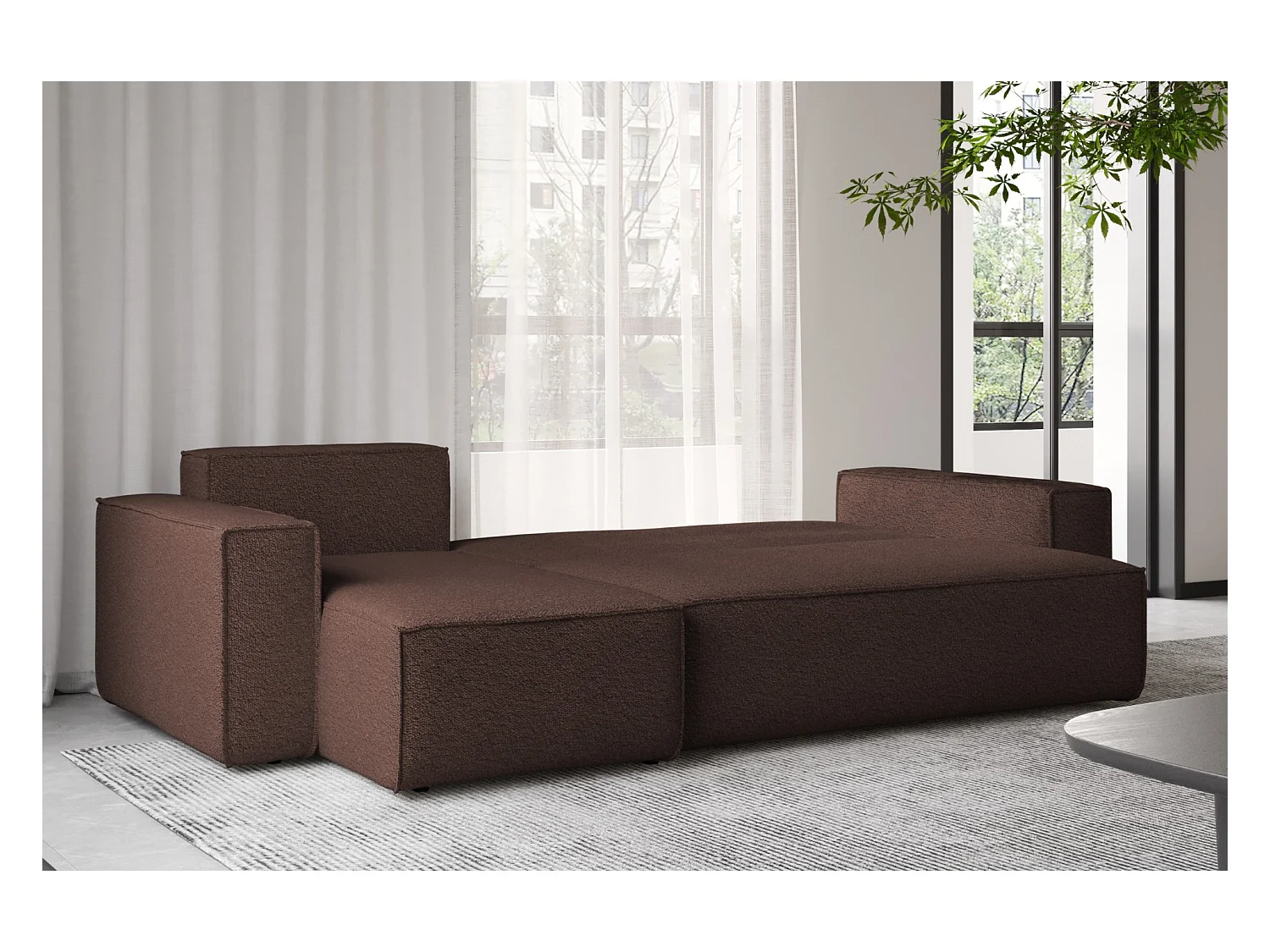 Ecksofa mit schlaffunktion und bettkasten, Ecksofa L-Form, Eckcouch L-Form BEST stoff Abriamo Braun Links