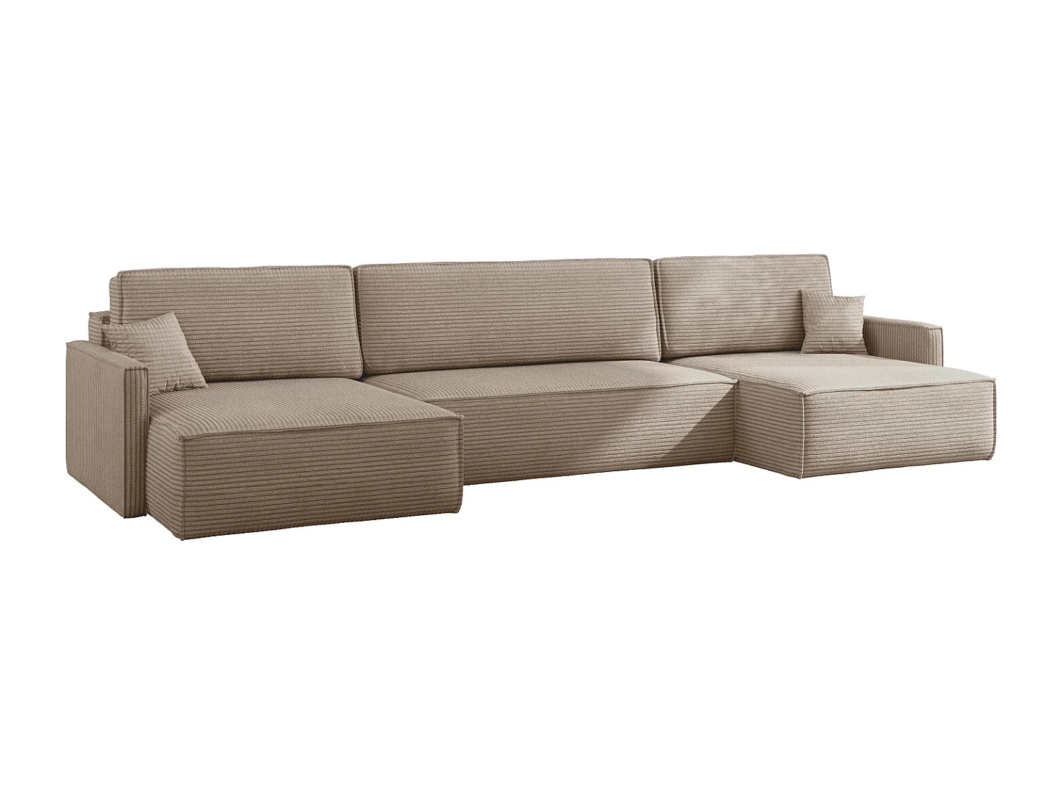 Canapé d'angle Carlos avec fonction couchage et coffre de lit Tissu élégant Poso beige foncé