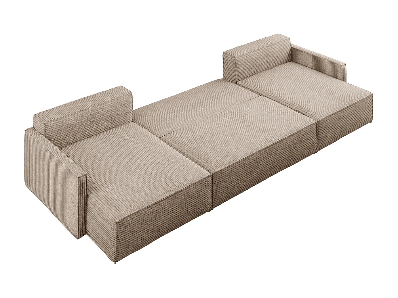 Canapé d'angle Carlos avec fonction couchage et coffre de lit Tissu élégant Poso beige foncé