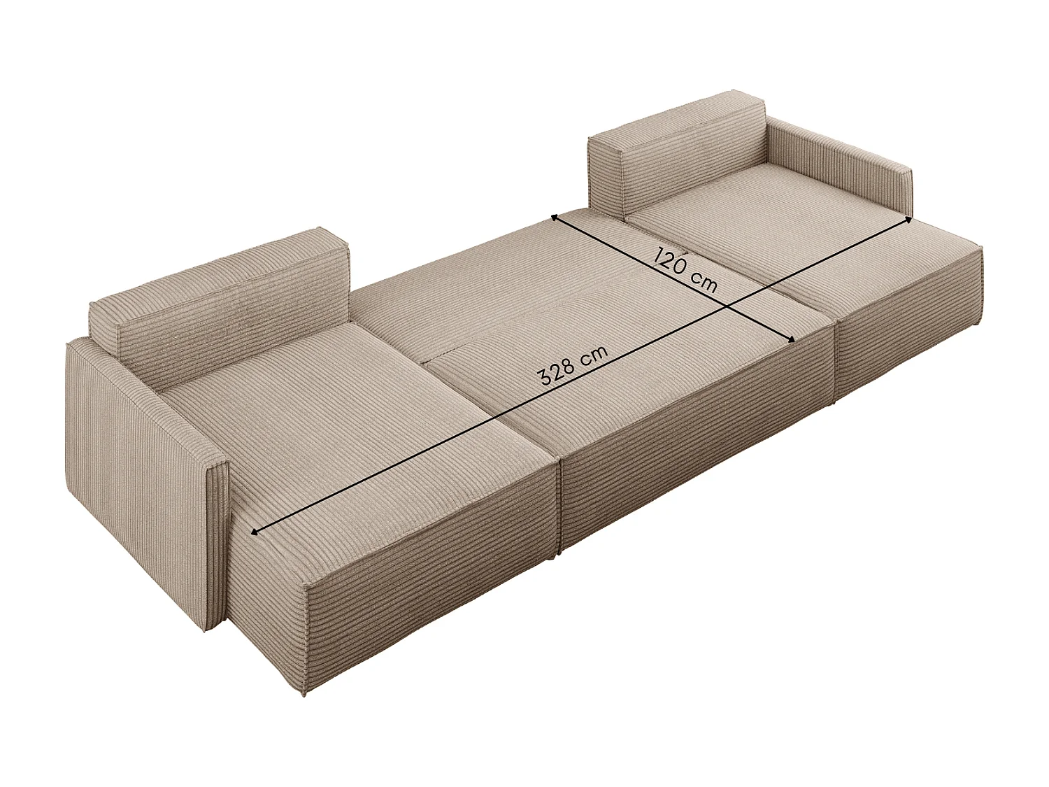 Ecksofa Carlos Mit Schlaffunktion und Bettkasten Elegante Stoff Poso Dunkelbeige