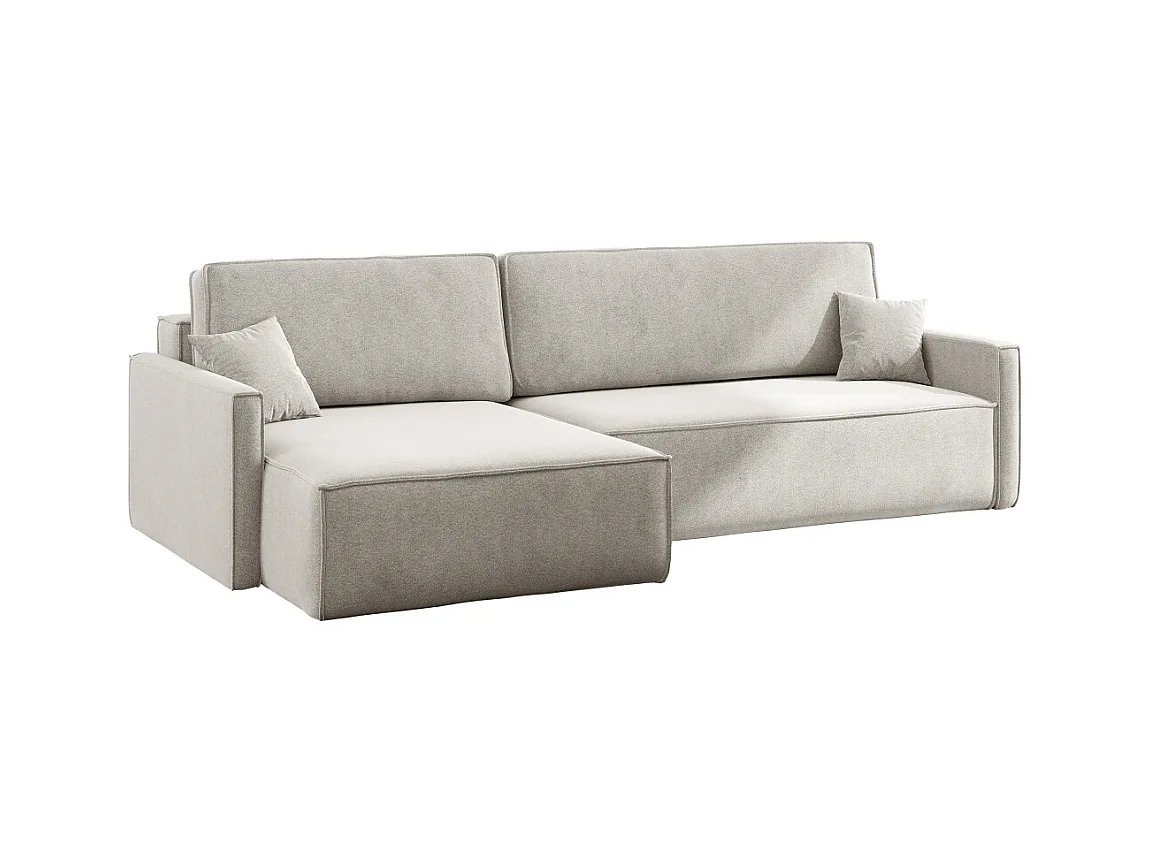 Schlafsofa Carlos L-Form, Ecksofa Mit Bettkasten Und Schlaffunktion Stoff Salvador Rechts Hellgrau