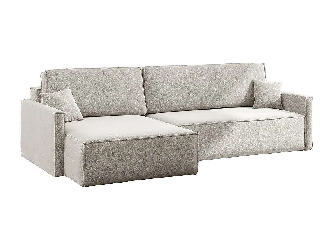 Schlafsofa Carlos L-Form, Ecksofa Mit Bettkasten Und Schlaffunktion Stoff Salvador Rechts Hellgrau