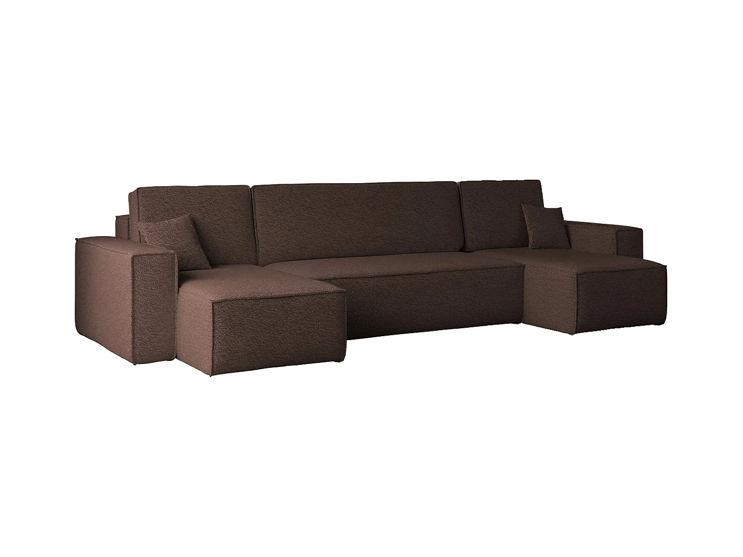 Ecksofa mit schlaffunktion und bettkasten, Sofa U-form, Couch U-form BEST stoff Abriamo Braun