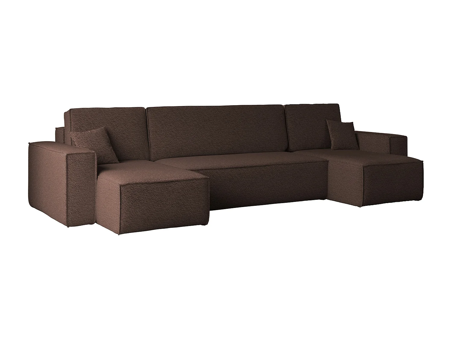 Canapé d'angle avec fonction couchage et coffre de lit, canapé en U, canapé en U BEST tissu Abriamo Marron