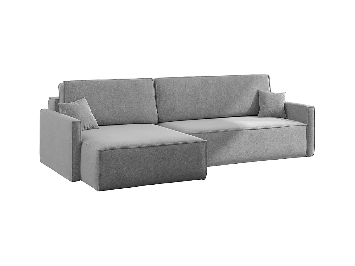 Schlafsofa Carlos L-Form, Ecksofa Mit Bettkasten Und Schlaffunktion Stoff Salvador Rechts Grau