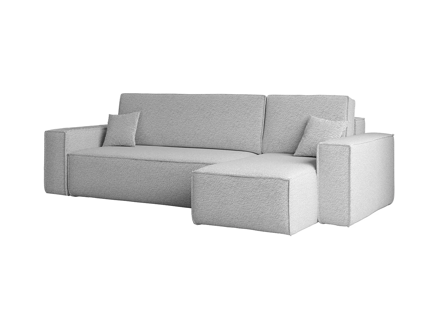 Ecksofa mit schlaffunktion und bettkasten, Ecksofa L-Form, Eckcouch L-Form BEST stoff Abriamo Hellgrau Rechts