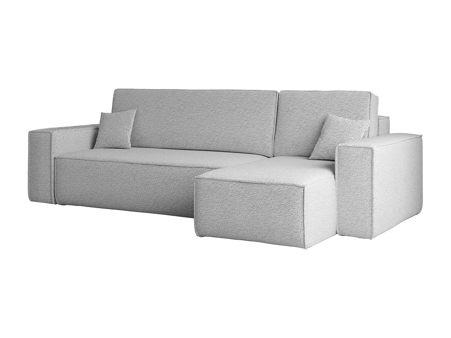 Ecksofa mit schlaffunktion und bettkasten, Ecksofa L-Form, Eckcouch L-Form BEST stoff Abriamo Hellgrau Rechts