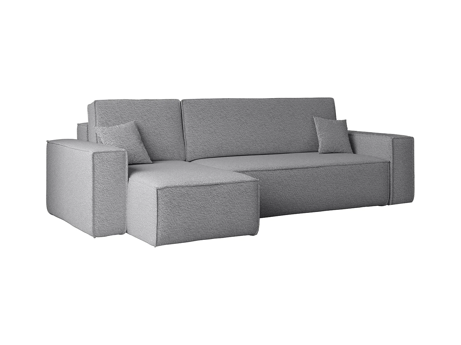 Ecksofa mit schlaffunktion und bettkasten, Ecksofa L-Form, Eckcouch L-Form BEST stoff Abriamo Grau Links