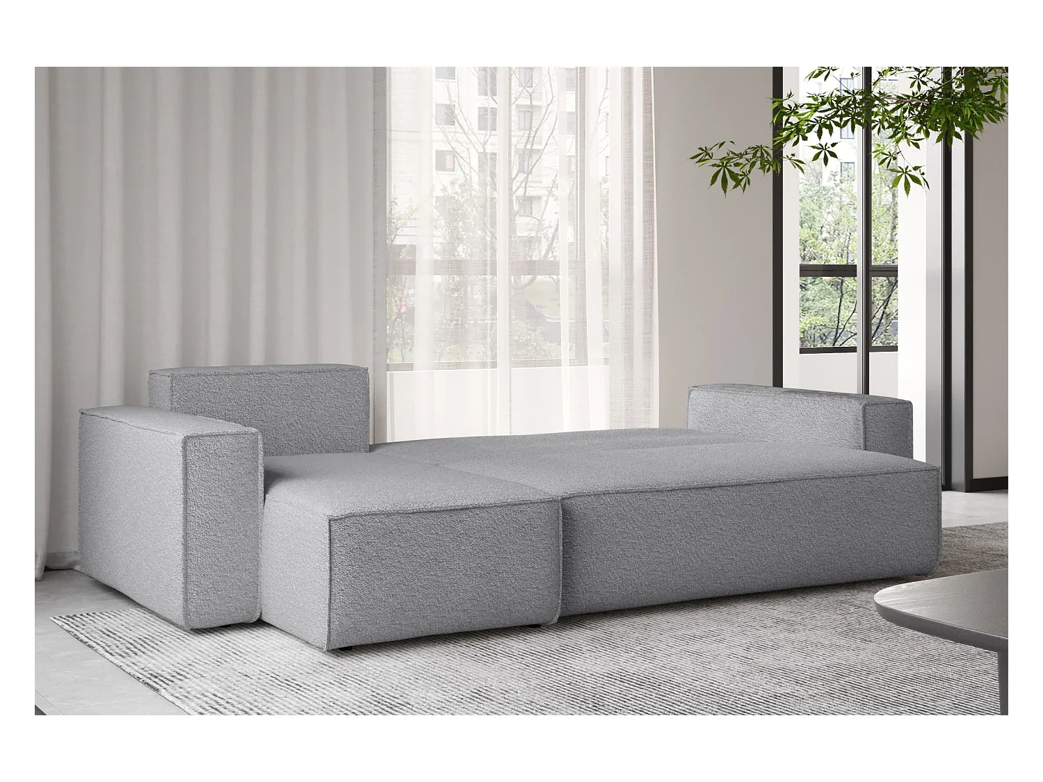 Ecksofa mit schlaffunktion und bettkasten, Ecksofa L-Form, Eckcouch L-Form BEST stoff Abriamo Grau Links