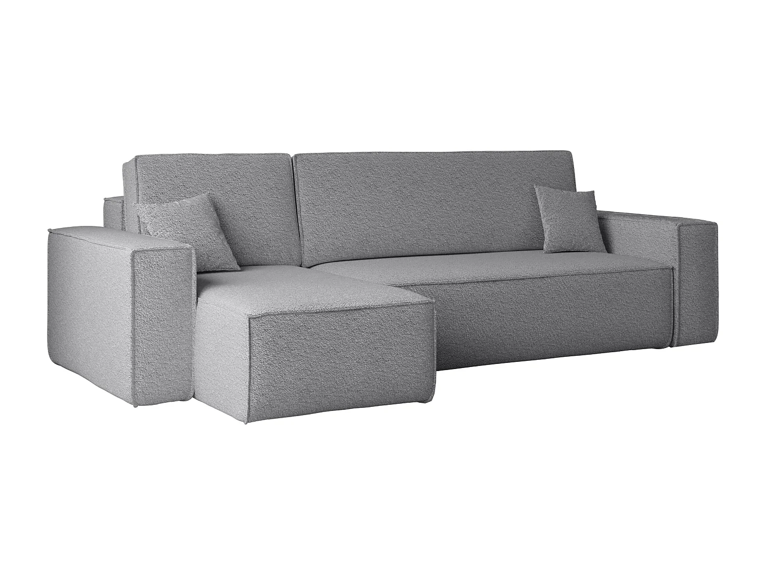 Canapé d'angle avec fonction couchage et coffre de lit, canapé d'angle en L, canapé d'angle en L BEST tissu Abriamo Gris Gauche
