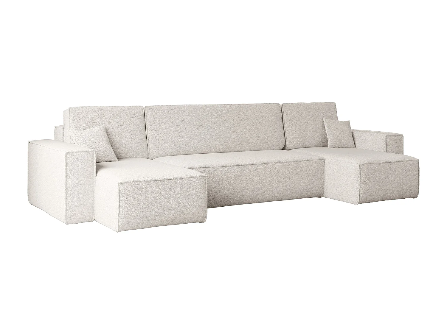 Ecksofa mit schlaffunktion und bettkasten, Sofa U-form, Couch U-form BEST stoff Abriamo Ecru