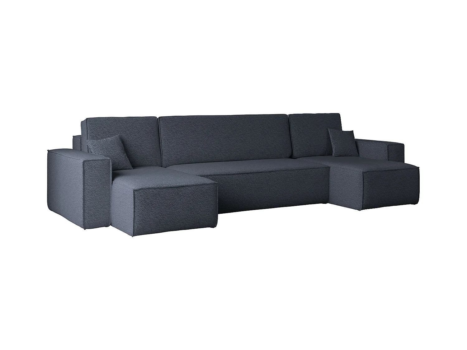 Ecksofa mit schlaffunktion und bettkasten, Sofa U-form, Couch U-form BEST stoff Abriamo Dunkelblau