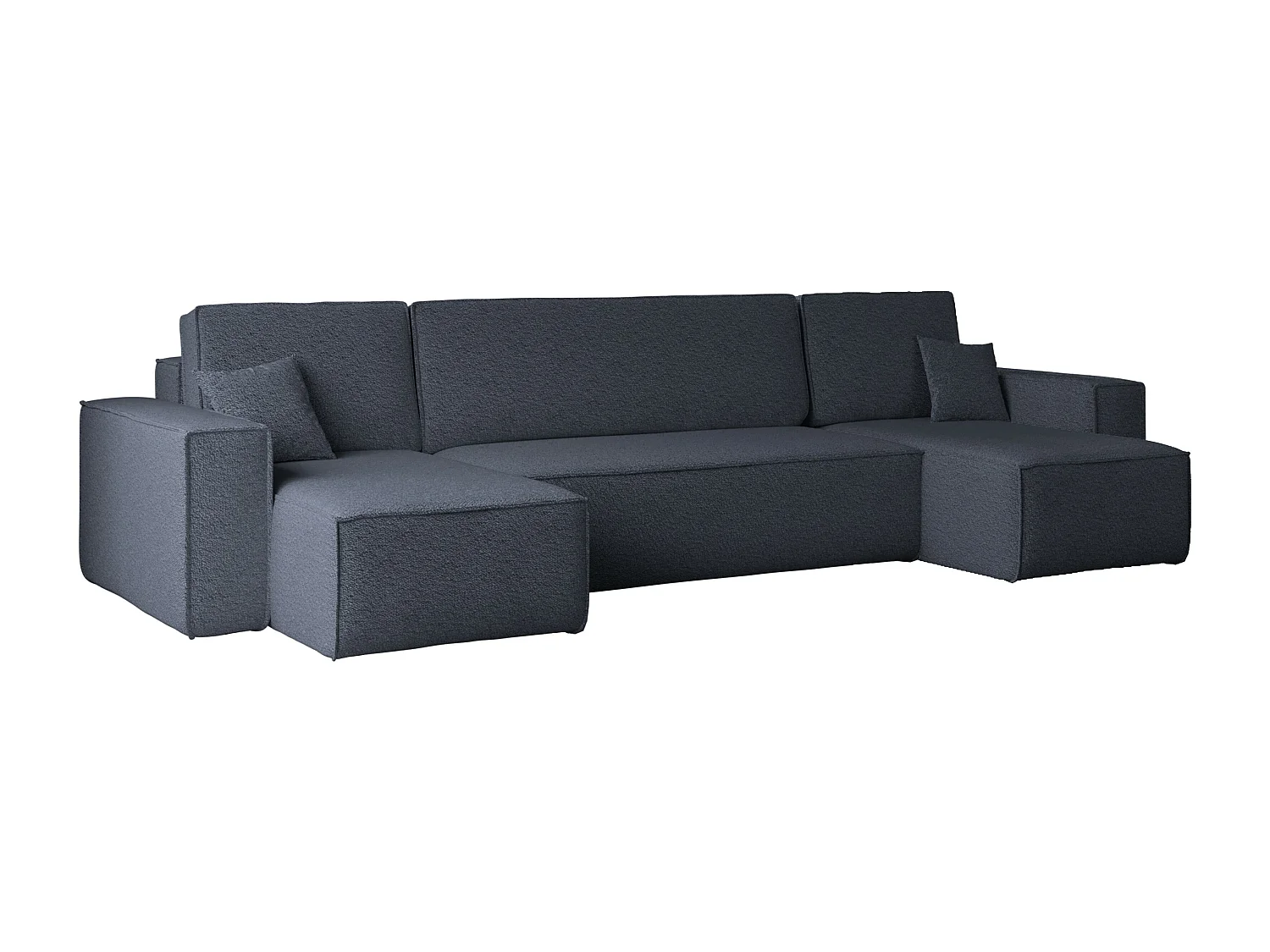 Canapé d'angle avec fonction couchage et coffre de lit, canapé en U, canapé en U BEST tissu Abriamo Bleu Foncé