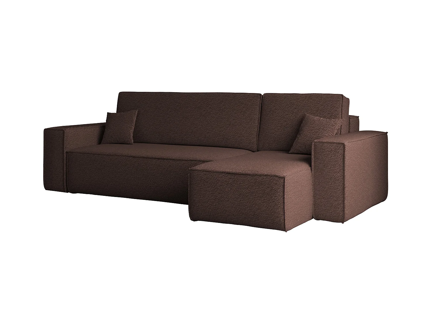 Ecksofa mit schlaffunktion und bettkasten, Ecksofa L-Form, Eckcouch L-Form BEST stoff Abriamo Braun Rechts