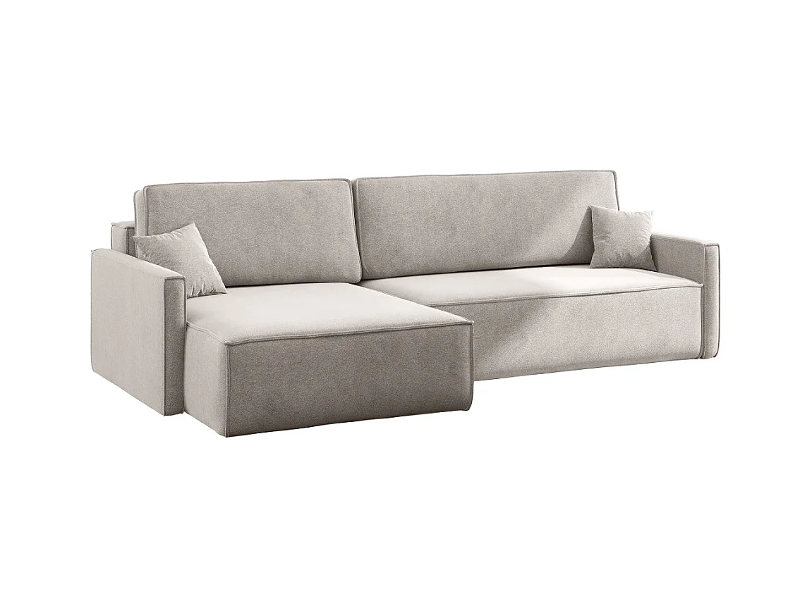 Schlafsofa Carlos L-Form, Ecksofa Mit Bettkasten Und Schlaffunktion Stoff Salvador Rechts Beige