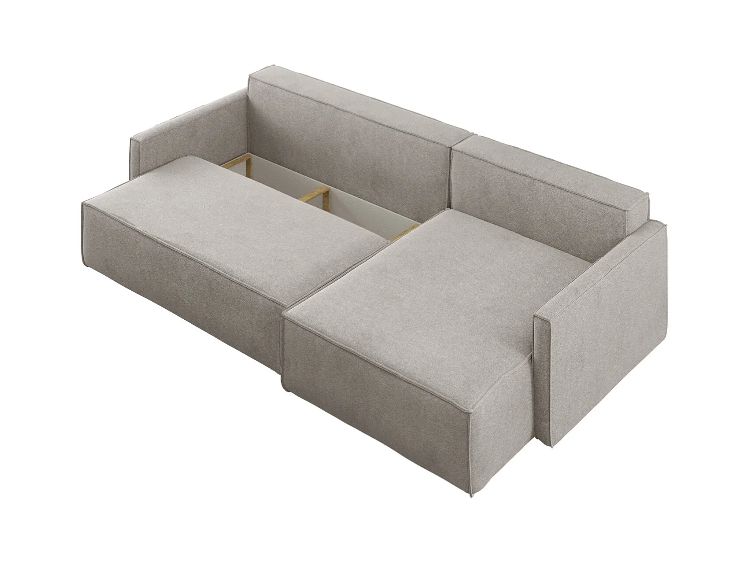 Schlafsofa Carlos L-Form, Ecksofa Mit Bettkasten Und Schlaffunktion Stoff Salvador Rechts Beige