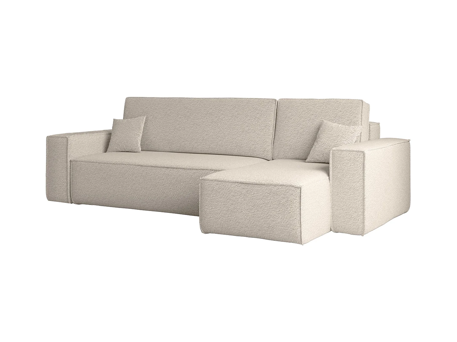 Ecksofa mit schlaffunktion und bettkasten, Ecksofa L-Form, Eckcouch L-Form BEST stoff Abriamo Beige Rechts