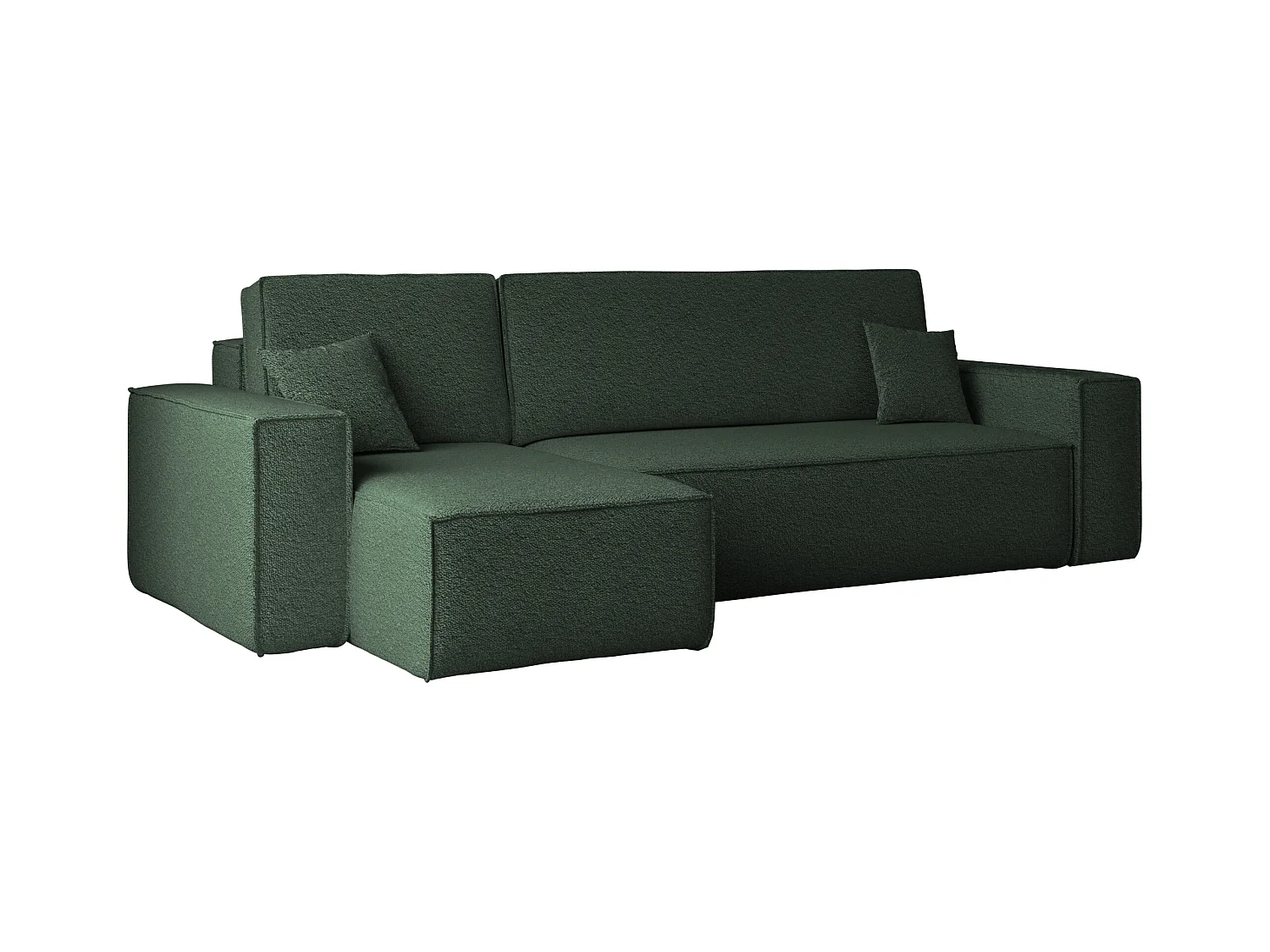 Ecksofa mit schlaffunktion und bettkasten, Ecksofa L-Form, Eckcouch L-Form BEST stoff Abriamo Dunkelgrün Links