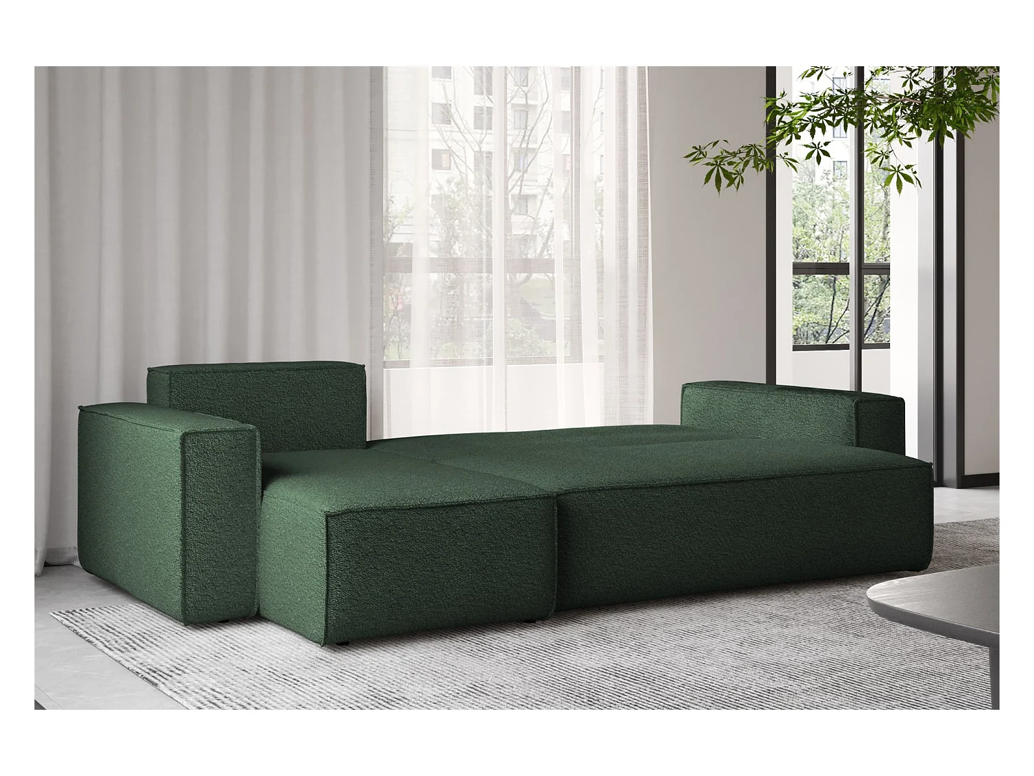 Ecksofa mit schlaffunktion und bettkasten, Ecksofa L-Form, Eckcouch L-Form BEST stoff Abriamo Dunkelgrün Links