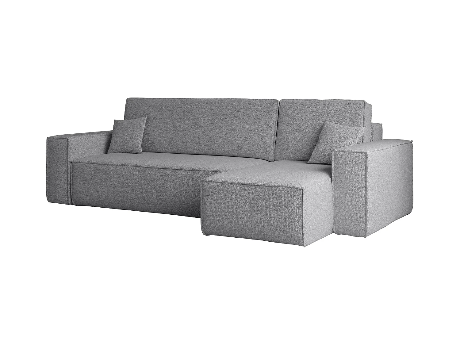 Ecksofa mit schlaffunktion und bettkasten, Ecksofa L-Form, Eckcouch L-Form BEST stoff Abriamo Grau Rechts