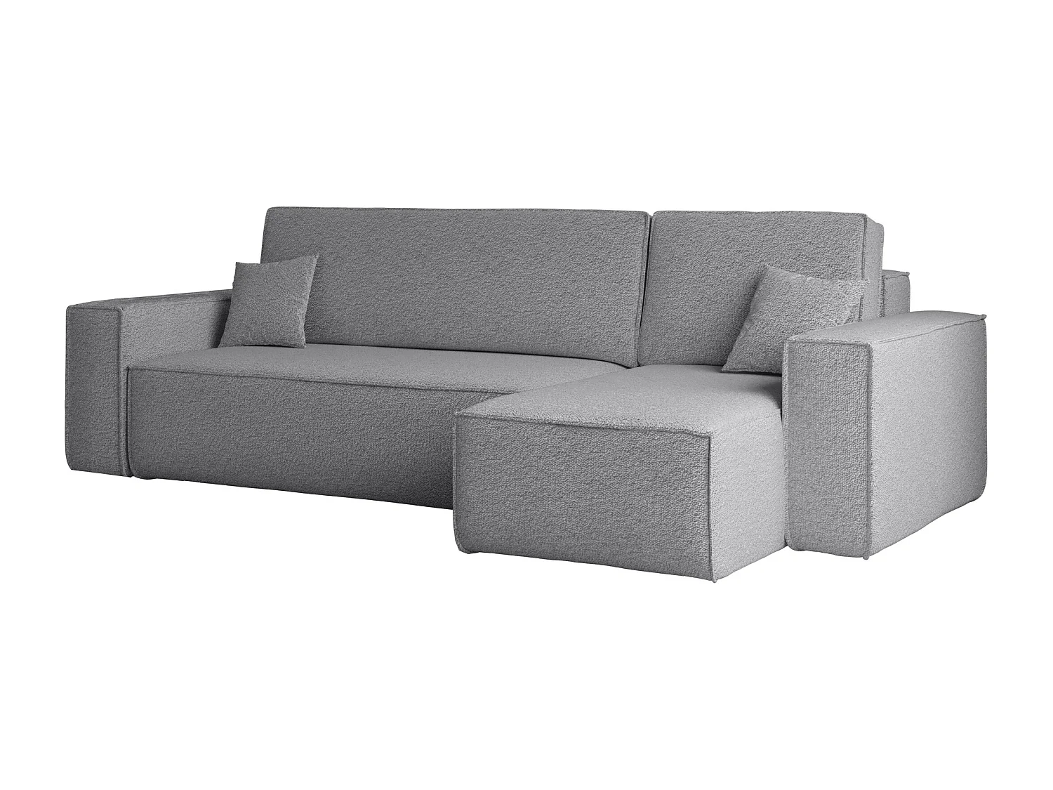 Ecksofa mit schlaffunktion und bettkasten, Ecksofa L-Form, Eckcouch L-Form BEST stoff Abriamo Grau Rechts