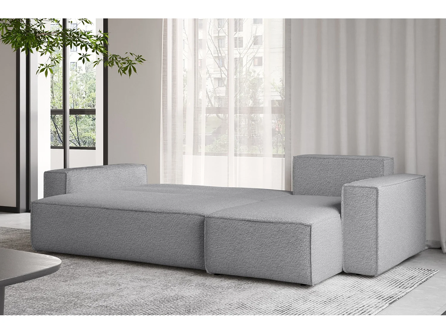 Ecksofa mit schlaffunktion und bettkasten, Ecksofa L-Form, Eckcouch L-Form BEST stoff Abriamo Grau Rechts