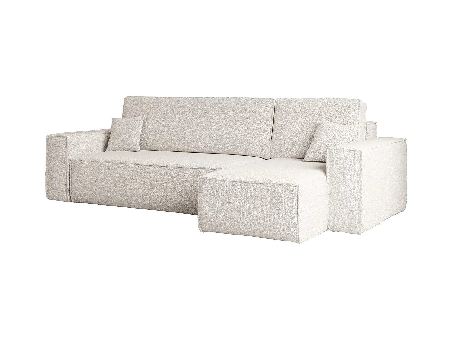 Ecksofa mit schlaffunktion und bettkasten, Ecksofa L-Form, Eckcouch L-Form BEST stoff Abriamo Ecru Rechts