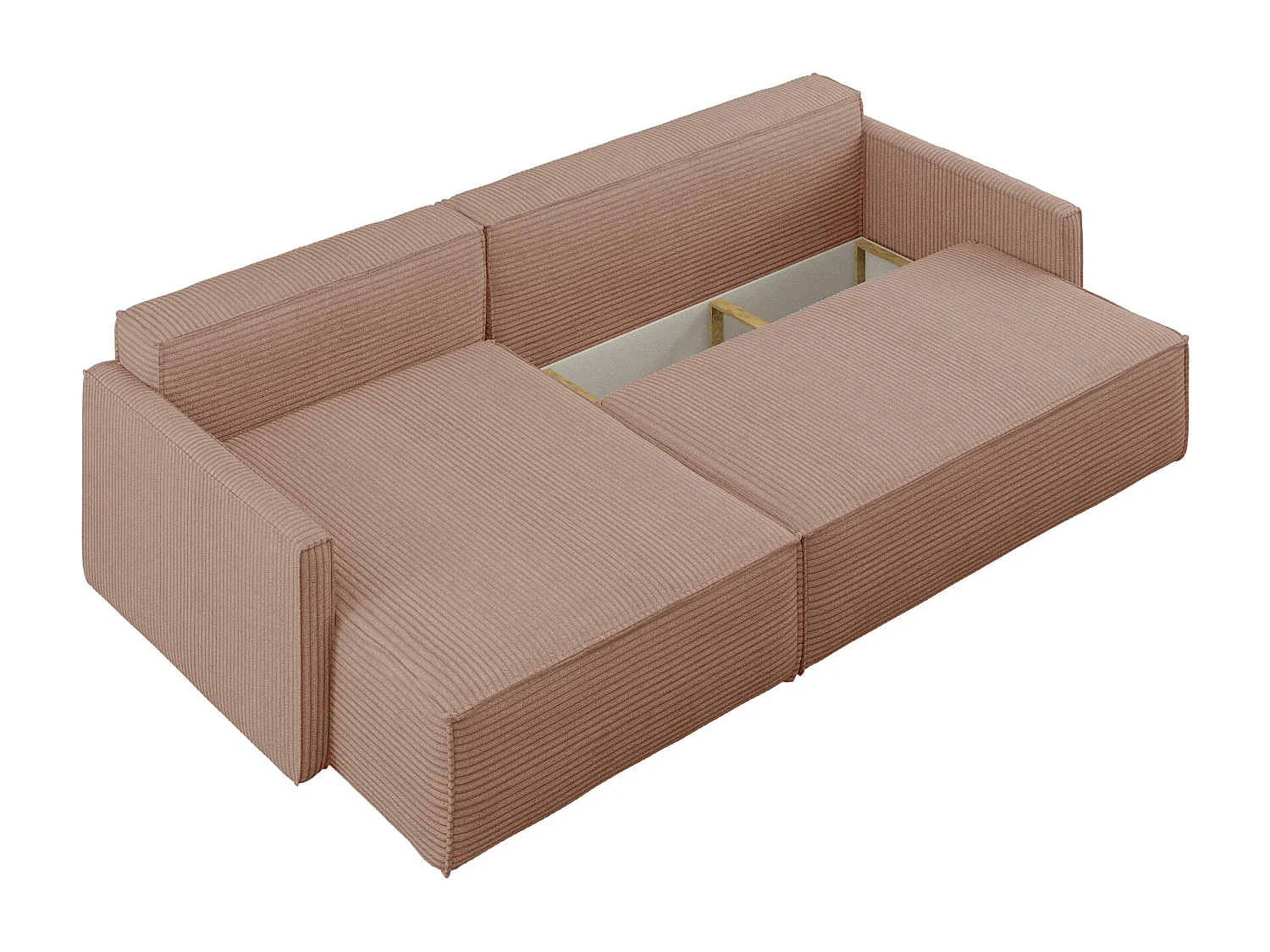 Canapé-lit Carlos, canapé d'angle en L avec fonction couchage et coffre de lit, tissu Poso Rosa Left