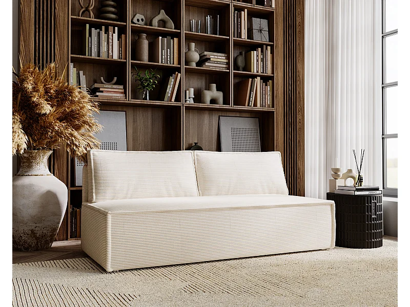 Sofa mit schlaffunktion und bettkasten, Schlafsofa DUO Poso Stoff - vielen farben Hellbeige
