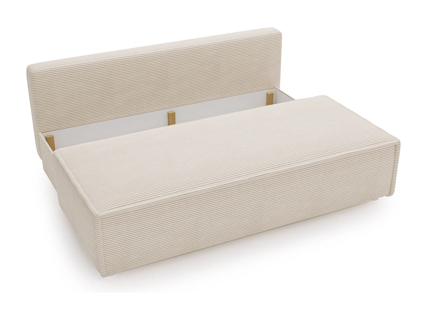 Canapé avec fonction couchage et coffre de lit, canapé-lit DUO Poso tissu - plusieurs coloris Beige clair