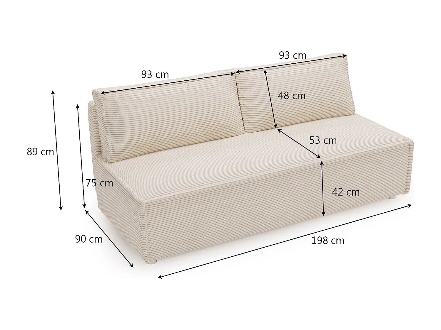 Canapé avec fonction couchage et coffre de lit, canapé-lit DUO Poso tissu - plusieurs coloris Beige clair