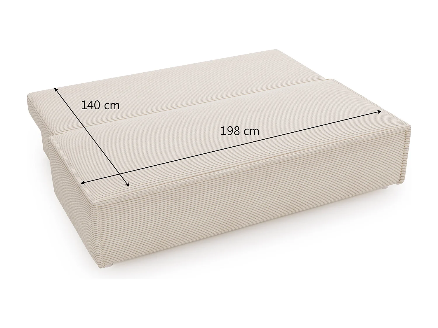 Canapé avec fonction couchage et coffre de lit, canapé-lit DUO Poso tissu - plusieurs coloris Beige clair