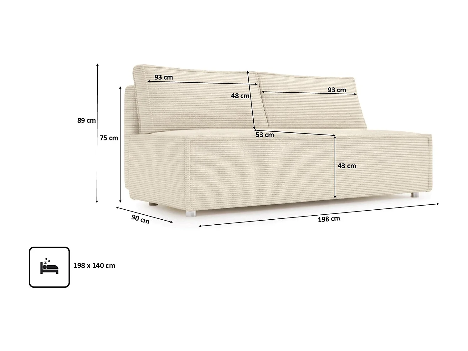 Canapé convertible DUO Poso en tissu - plusieurs coloris Beige clair