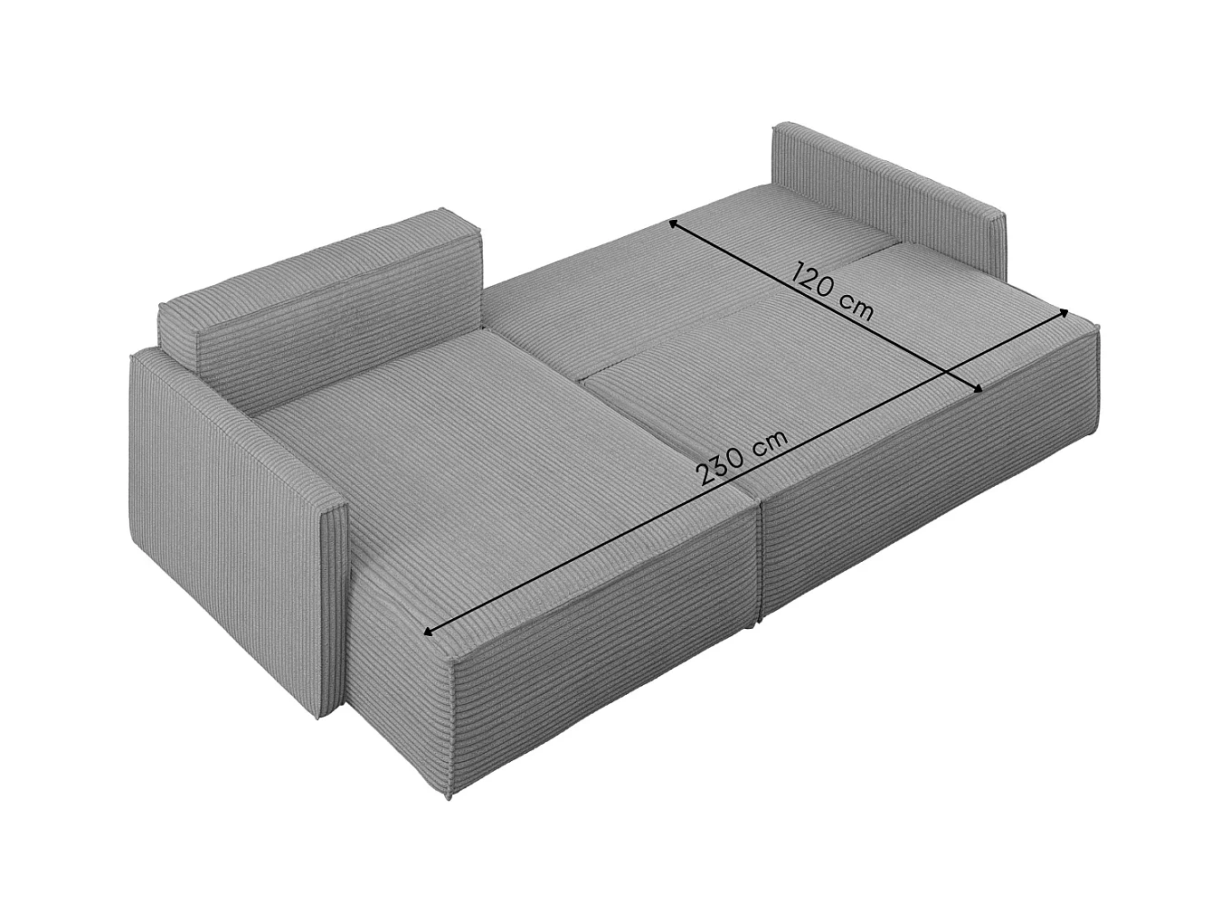 Canapé-lit Carlos, canapé d'angle en L avec fonction couchage et coffre de lit, tissu Poso Silver Left