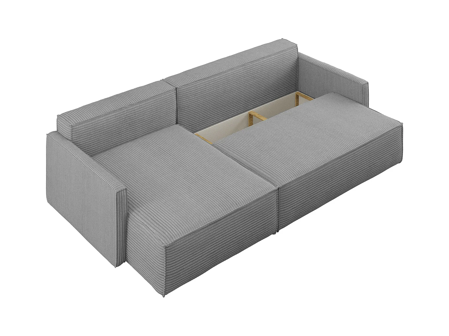 Canapé-lit Carlos, canapé d'angle en L avec fonction couchage et coffre de lit, tissu Poso Silver Left