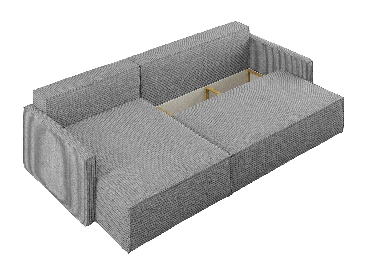 Canapé-lit Carlos, canapé d'angle en L avec fonction couchage et coffre de lit, tissu Poso Silver Left