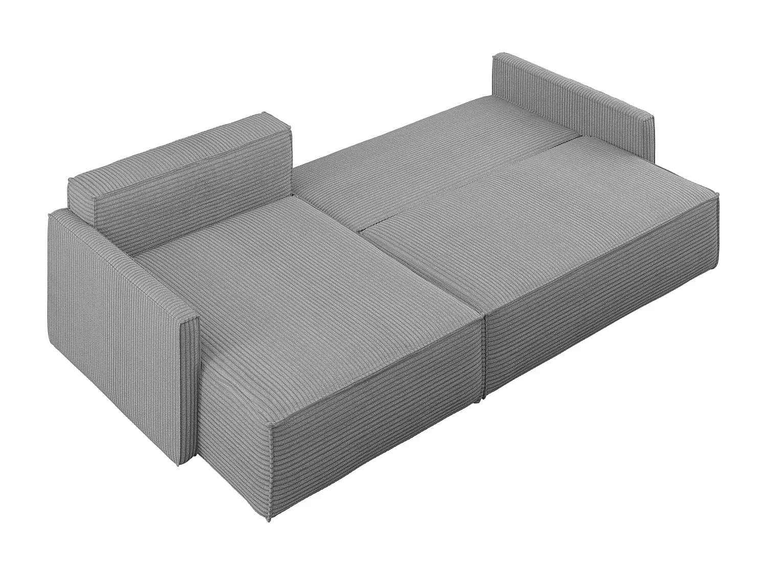 Canapé-lit Carlos, canapé d'angle en L avec fonction couchage et coffre de lit, tissu Poso Silver Left