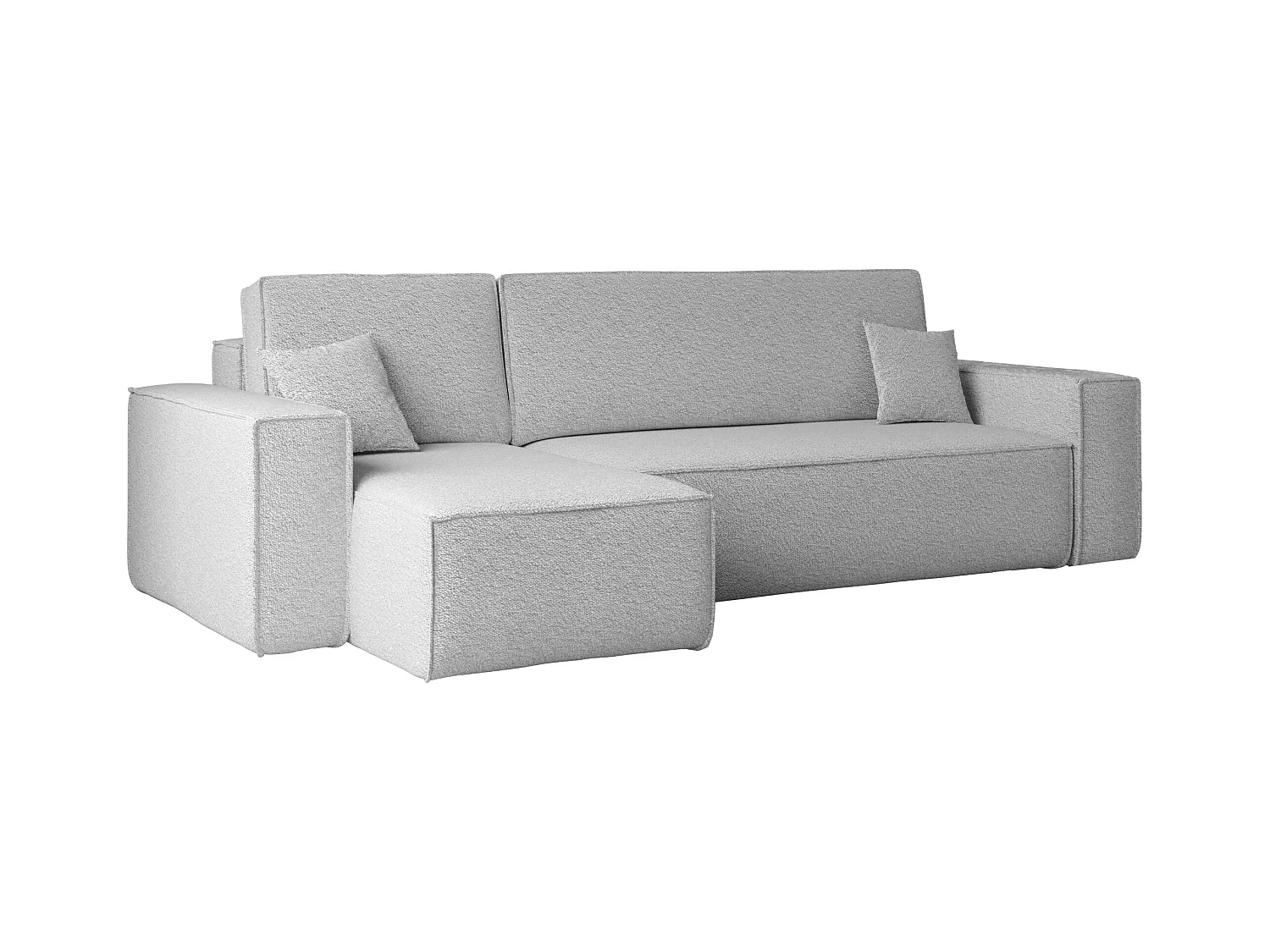 Ecksofa mit schlaffunktion und bettkasten, Ecksofa L-Form, Eckcouch L-Form BEST stoff Abriamo Hellgrau Links