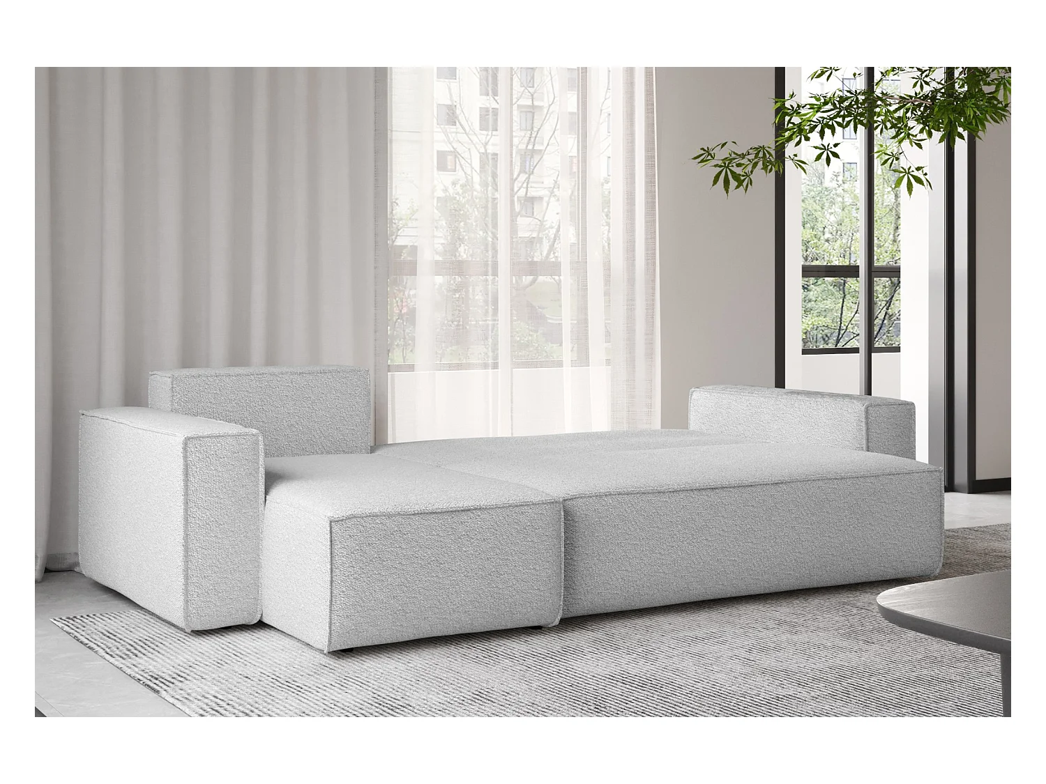 Ecksofa mit schlaffunktion und bettkasten, Ecksofa L-Form, Eckcouch L-Form BEST stoff Abriamo Hellgrau Links