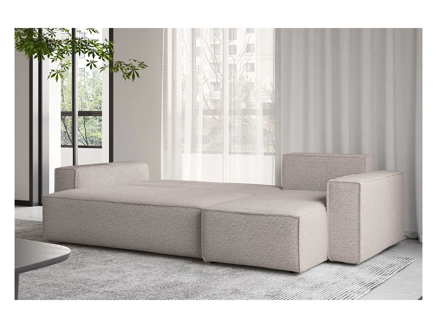Ecksofa mit schlaffunktion und bettkasten, Ecksofa L-Form, Eckcouch L-Form BEST stoff Abriamo Dunkelbeige Rechts
