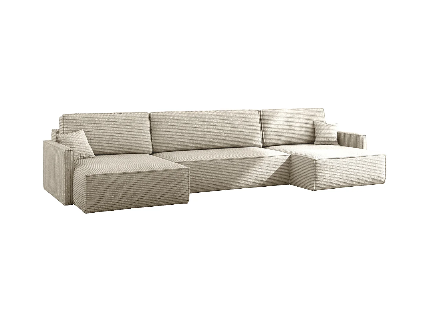 Ecksofa Carlos Mit Schlaffunktion und Bettkasten Elegante Stoff Poso Beige