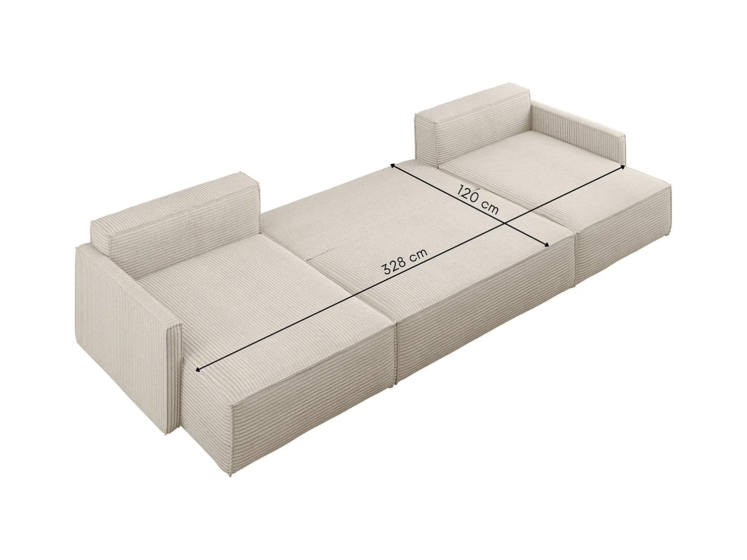 Ecksofa Carlos Mit Schlaffunktion und Bettkasten Elegante Stoff Poso Beige