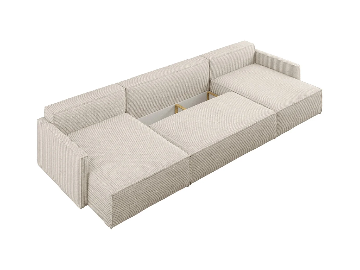 Ecksofa Carlos Mit Schlaffunktion und Bettkasten Elegante Stoff Poso Beige