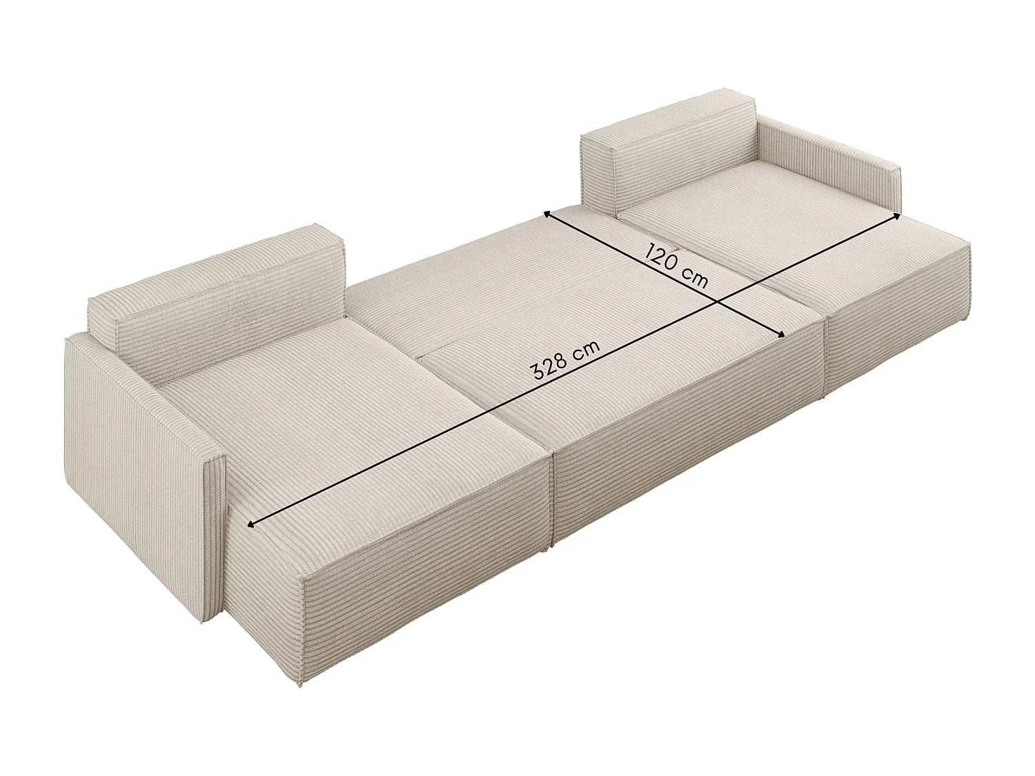 Ecksofa Carlos Mit Schlaffunktion und Bettkasten Elegante Stoff Poso Beige